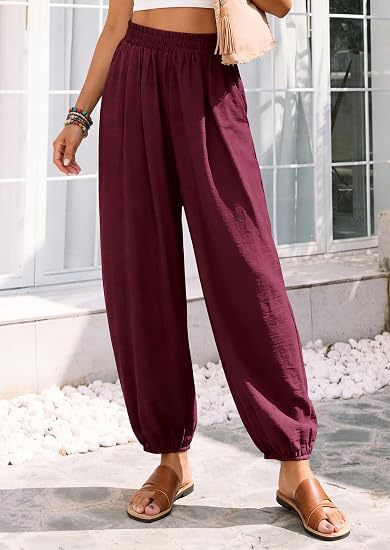 Women's High Waist Harem Pants Casual with Pockets