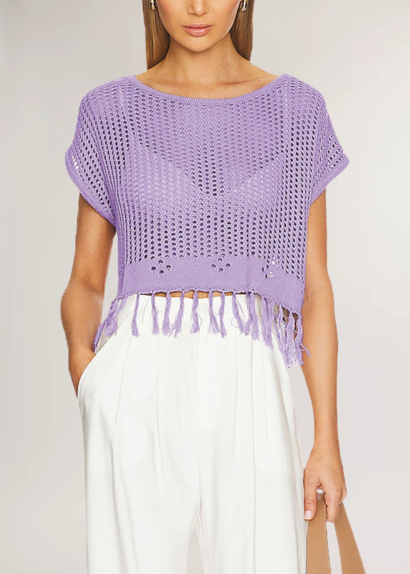 Summer Tassel Knit Top Women’s Beachwear Loose Pullover