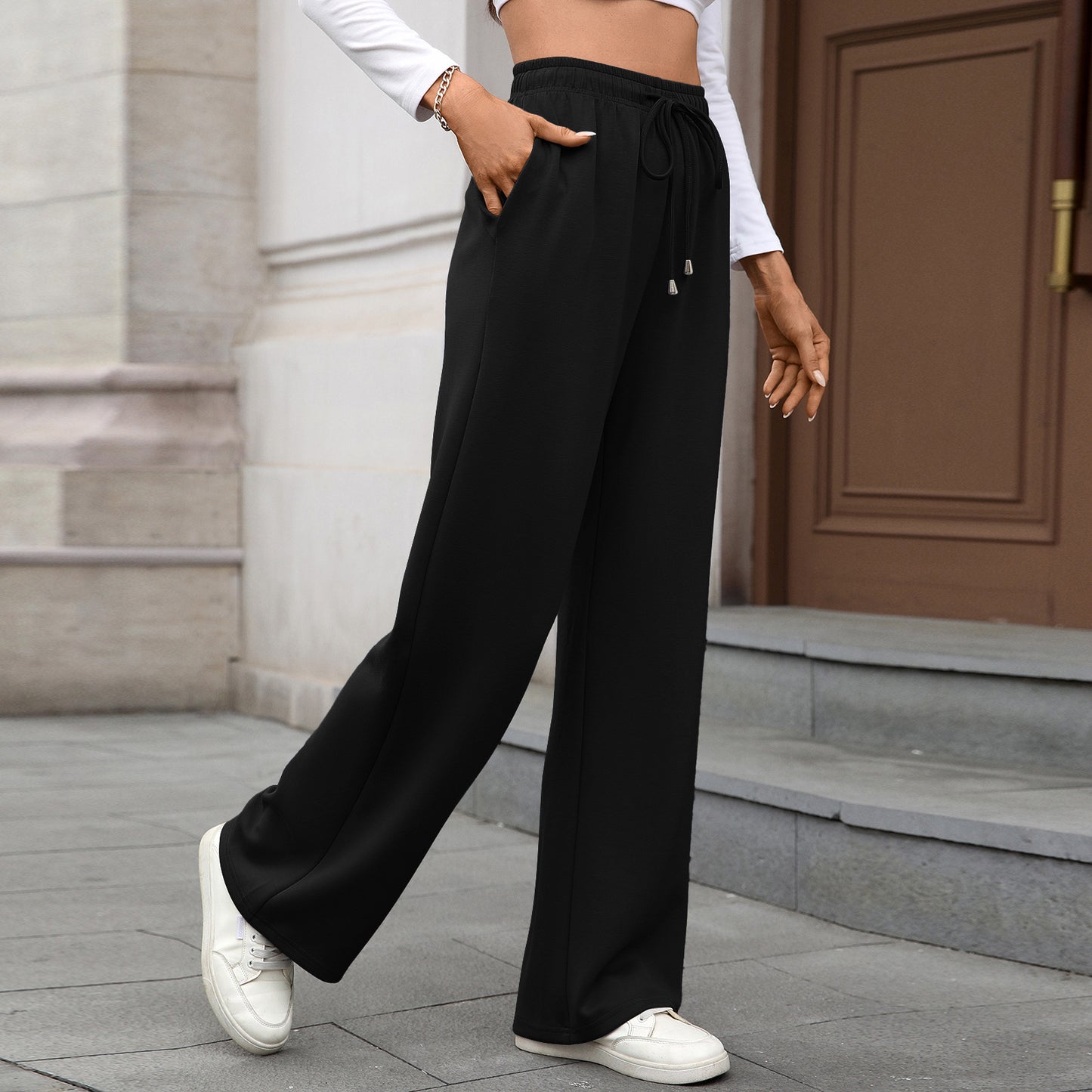 Women's Wide Leg Pants High Waist Drawstring Pockets