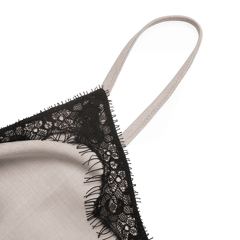 Lace Trim Cami Top French Chic Twist Front Tank