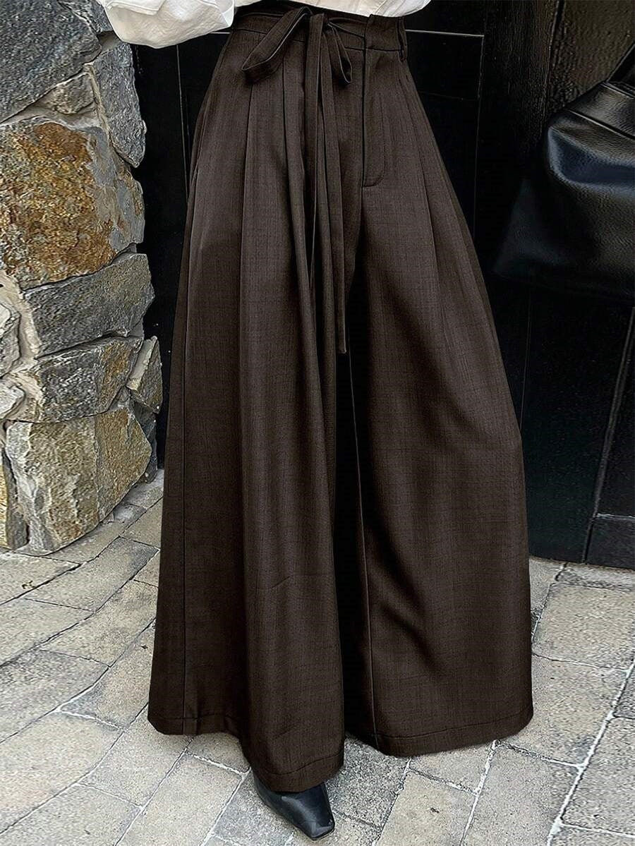 Women's Vintage Tie Waist Wide Leg Palazzo Pants