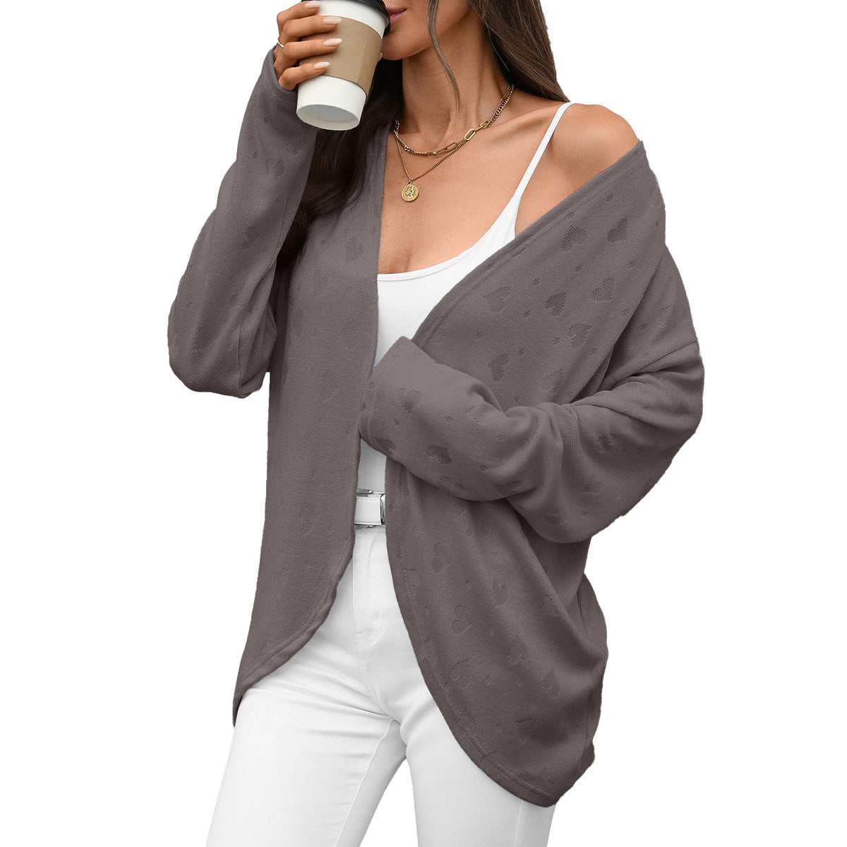 Women's Oversized Open Front Knit Cardigan Sweater