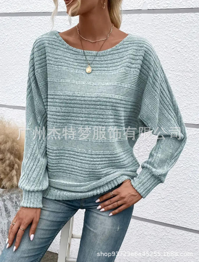 Solid Brushed Sweater Casual Oversized Batwing Sleeve