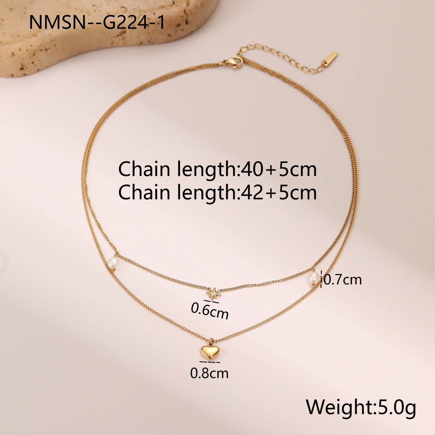 18K Gold Plated Layered Heart Pendant Dainty Necklace