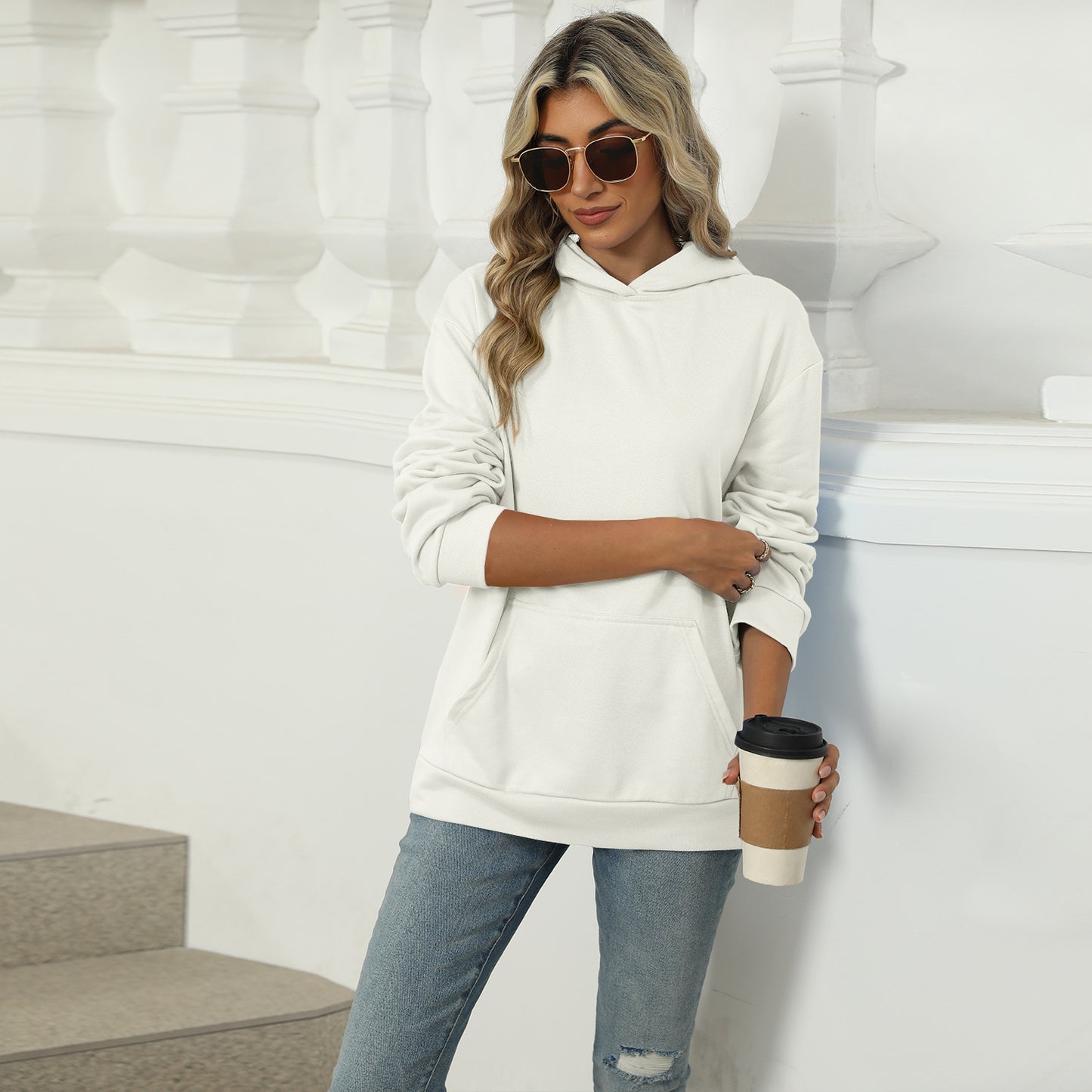 Oversized Hooded Pocket Pullover Sweatshirt