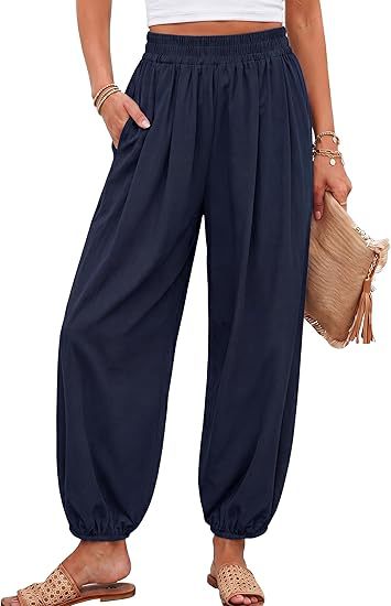 Women's High Waist Harem Pants Casual with Pockets