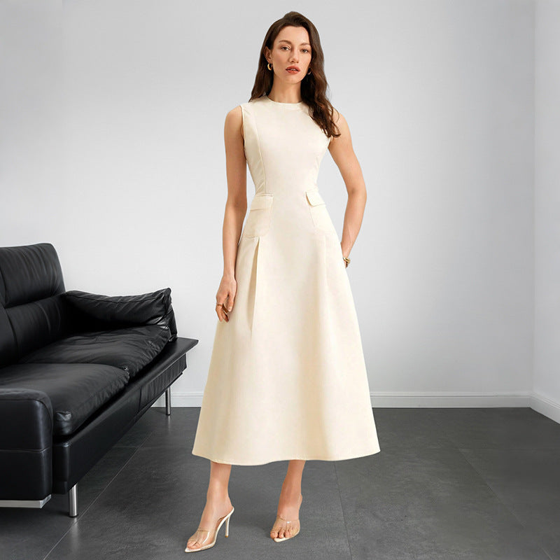 Elegant Sleeveless A Line Maxi Dress Summer Solid Style