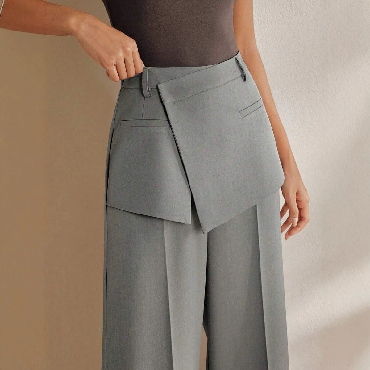 Women's High Waist Wide Leg Layered Corset Dress Pants