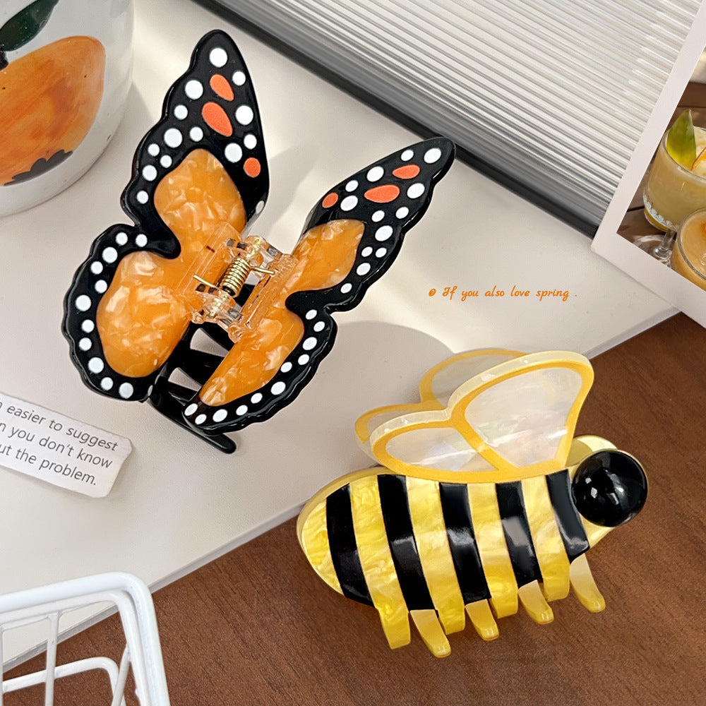 Butterfly & Bee Hair Claw Clip, Medium Whimsical Style