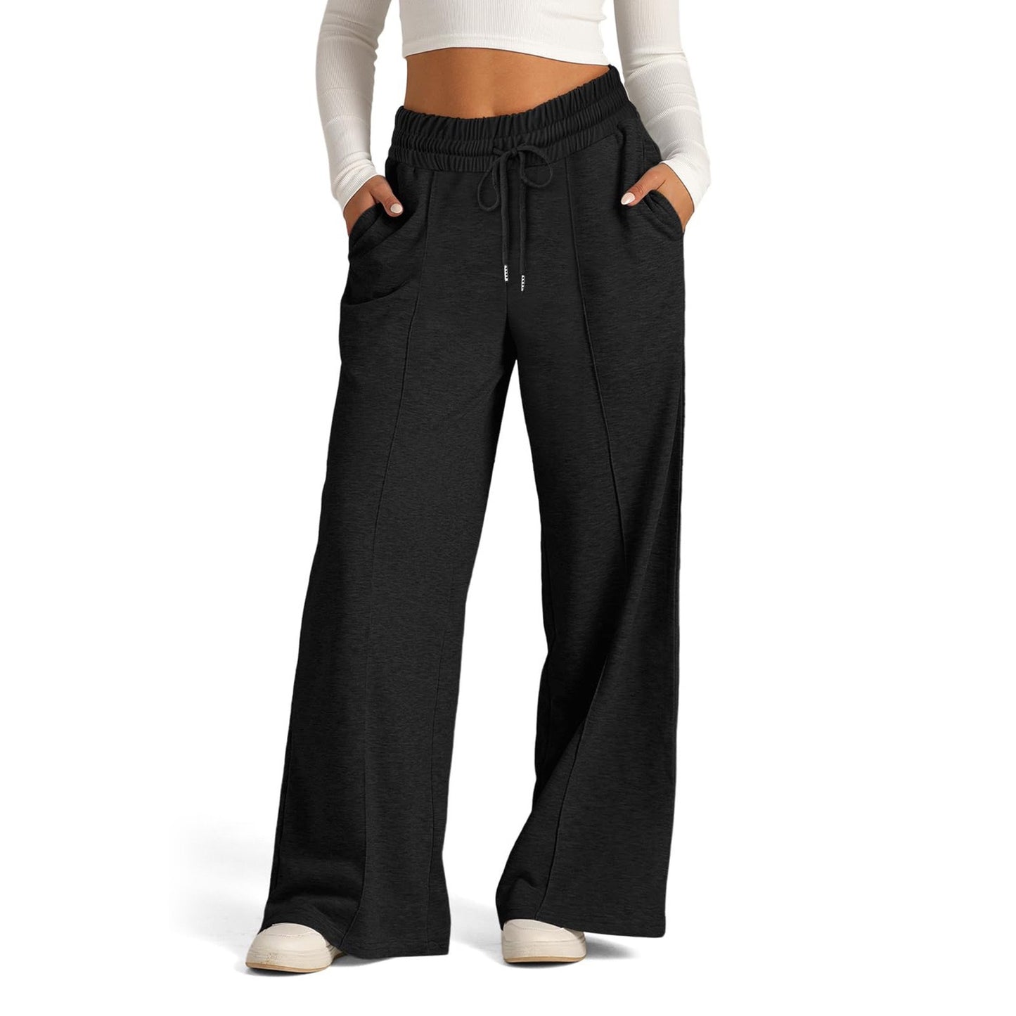 Women’s Wide Leg Pants High Waist Drawstring Casual Trousers