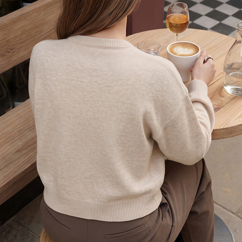 Frog Button Crew Neck Knit Cardigan Sweater