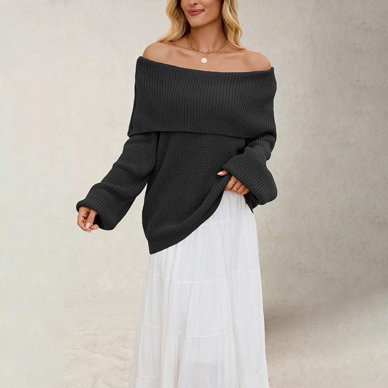 Off Shoulder Knit Pullover Sweater | Loose Fit Fall Top