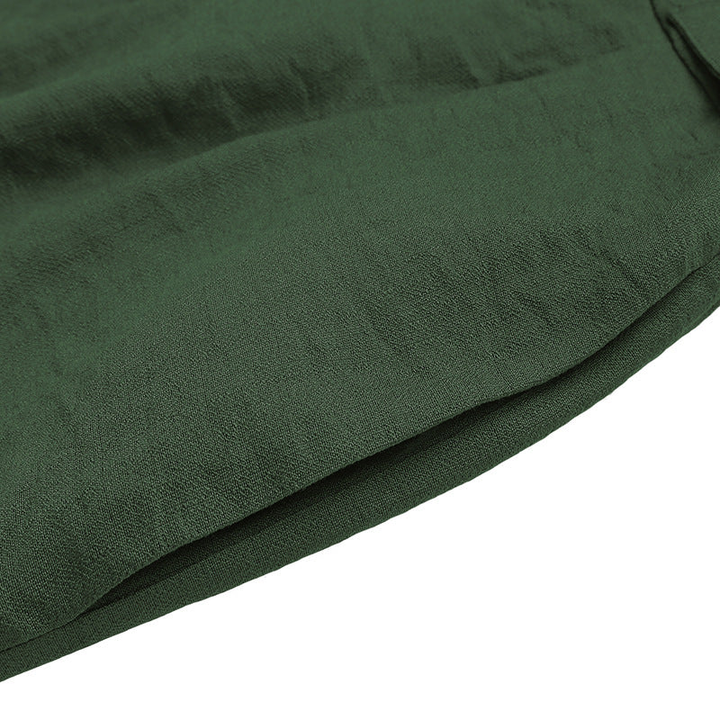 Solid Color Relaxed Fit Summer Shorts with Button Detail