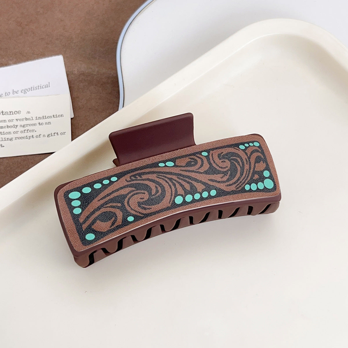 Western Cowgirl Hair Claw Clip, Retro Graphic Print