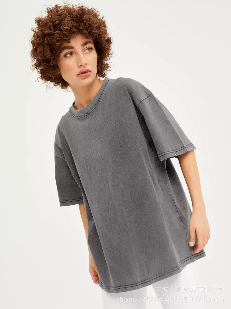 Vintage Washed Cotton Oversized Short Sleeve Tee