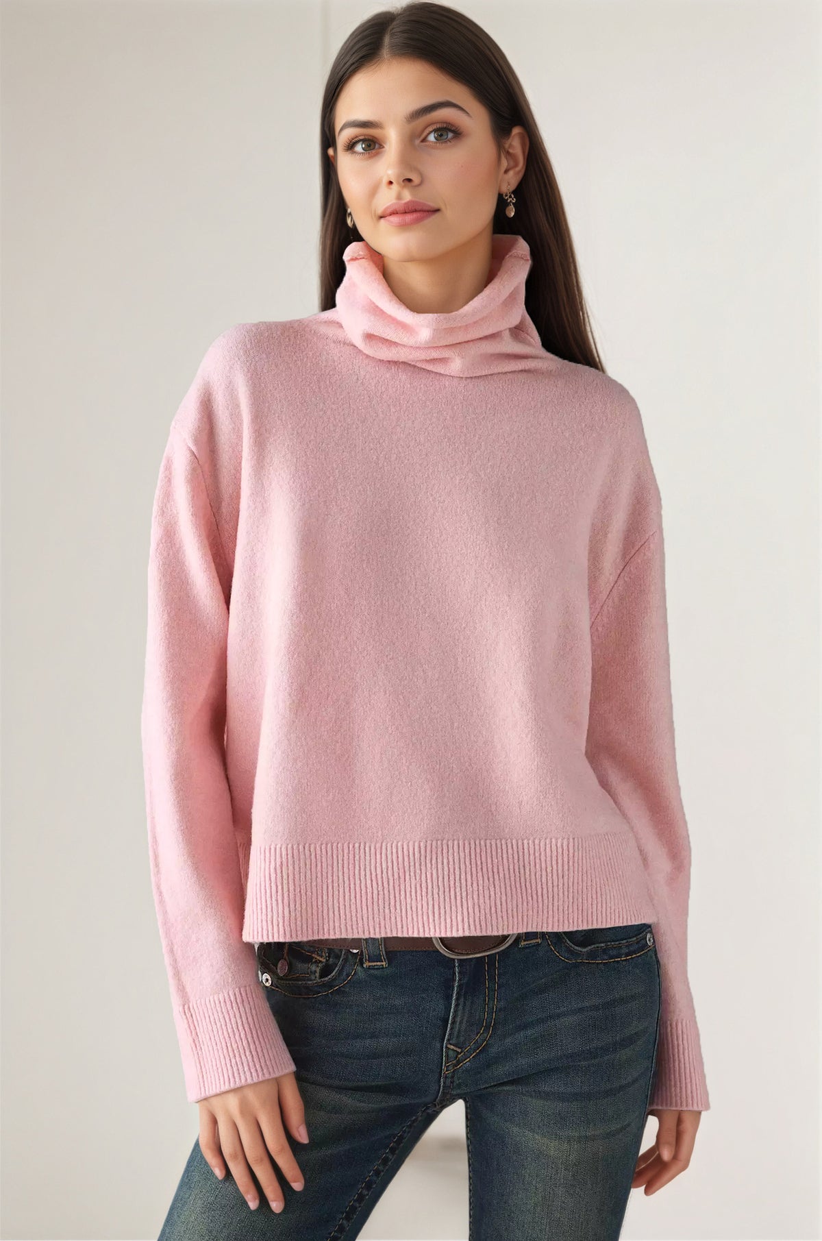 Women's Turtleneck Sweater Long Sleeve Knit Pullover