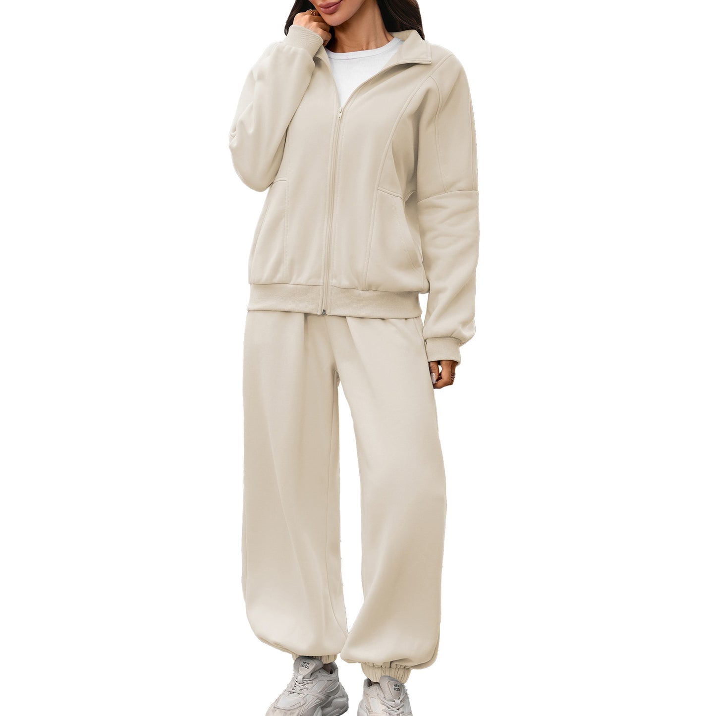 Women's Fleece Lined Zip Up Sweatsuit Joggers Set