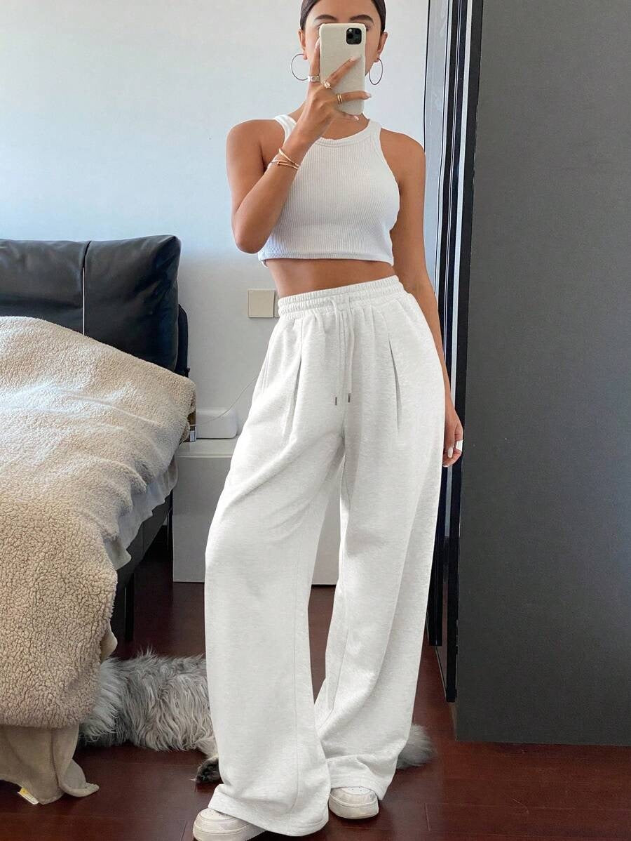Women's High Waist Wide Leg Sweatpants Cotton Lounge Pants