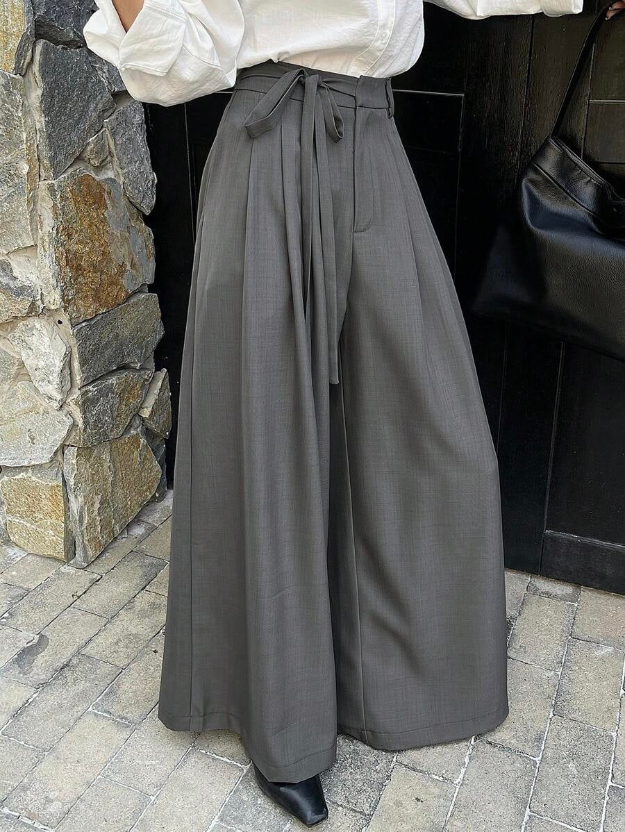 Women's Vintage Tie Waist Wide Leg Palazzo Pants
