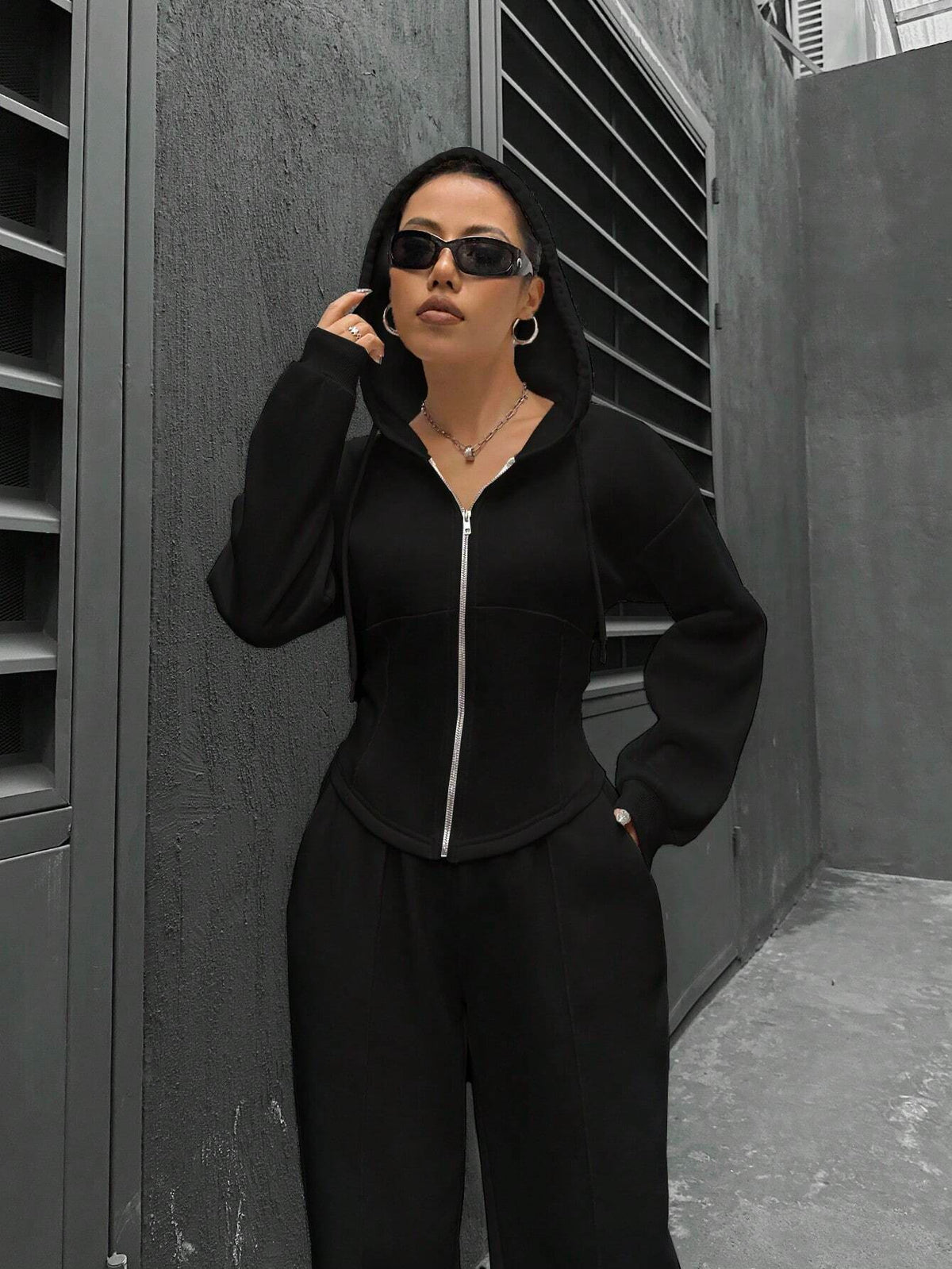 Women's Two Piece Zip Hoodie and Pants Lounge Set