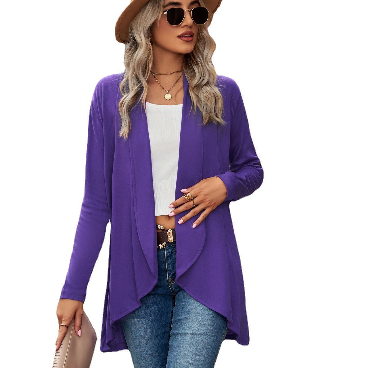 Open Front Knit Cardigan Long Sleeve Casual Sweater