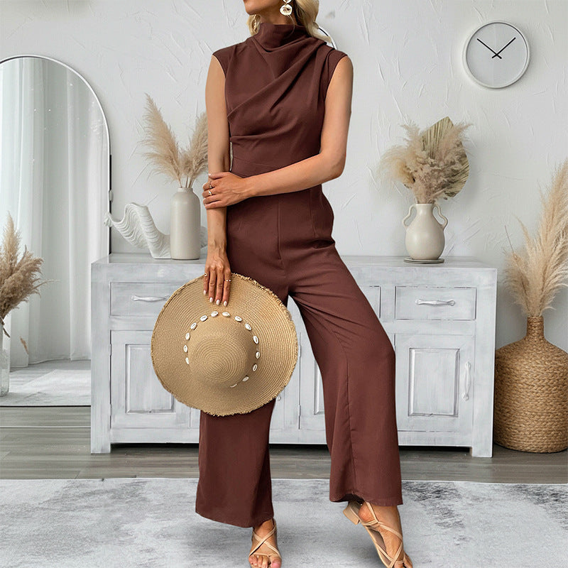 Mock Neck Wide Leg Jumpsuit Elegant Resort Outfit
