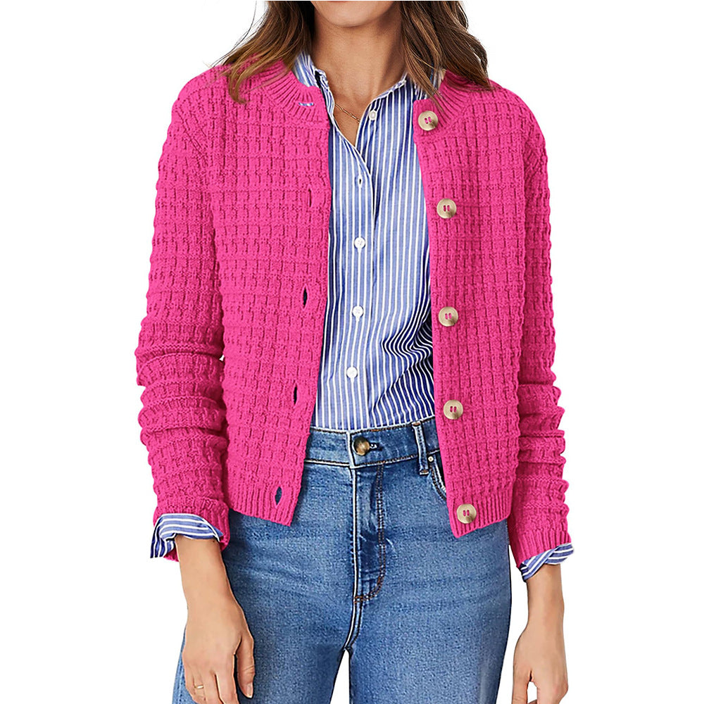 Button-Down Knit Cardigan for Casual Office Wear