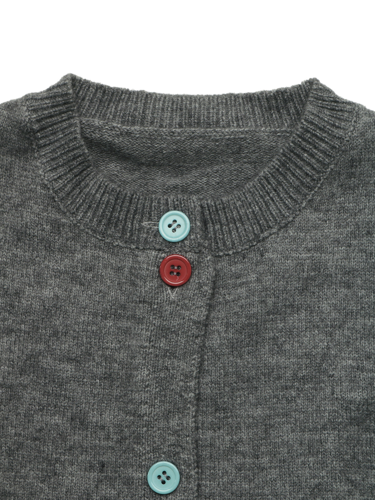 Color Button Knit Cardigan Crew Neck Long Sleeve Sweater