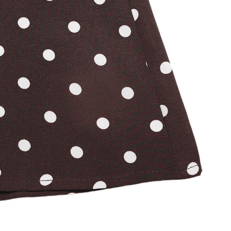 Polka Dot Chiffon Maxi Dress Resort Square Neck