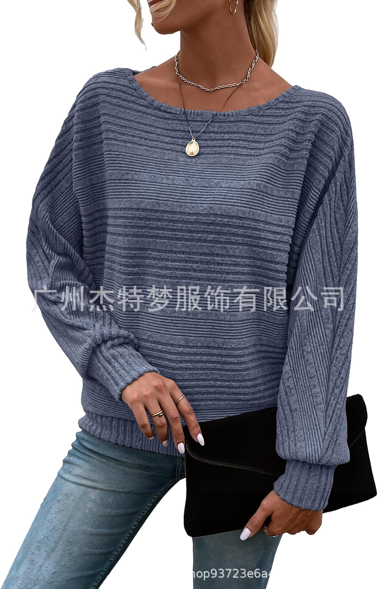 Solid Brushed Sweater Casual Oversized Batwing Sleeve