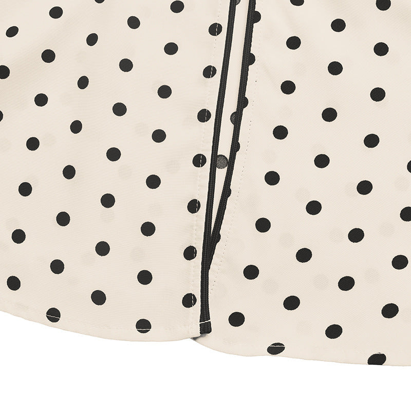 Chic Satin Blouse & Polka Dot Midi Skirt Two Piece Set