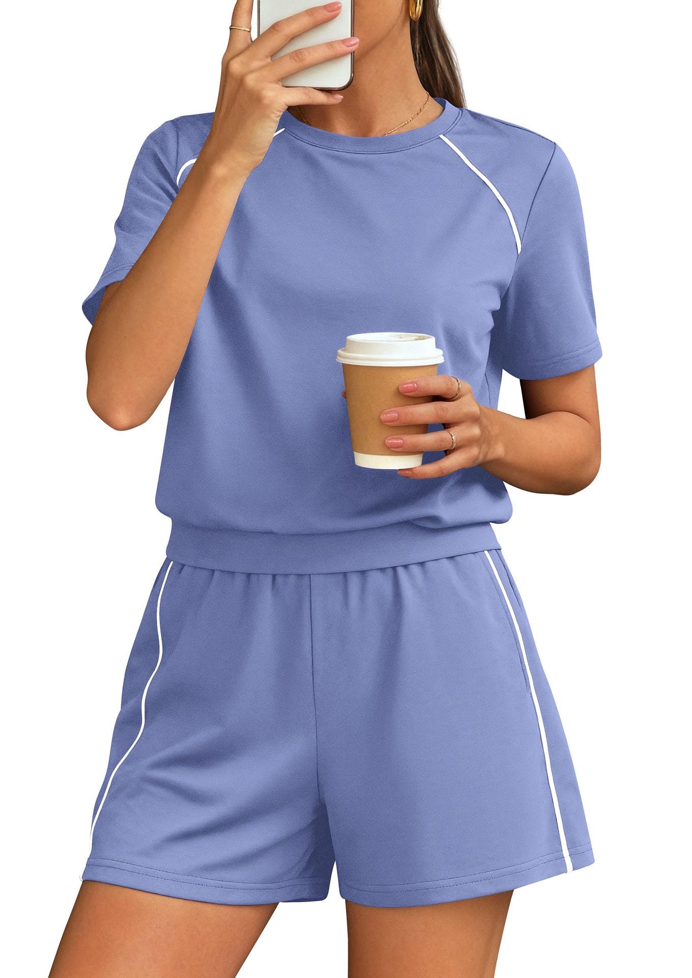 Athleisure Contrast Trim Two Piece Lounge Set