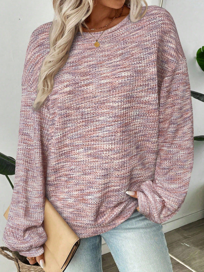 Women's Oversized Waffle Knit Ombre Long Sleeve Top