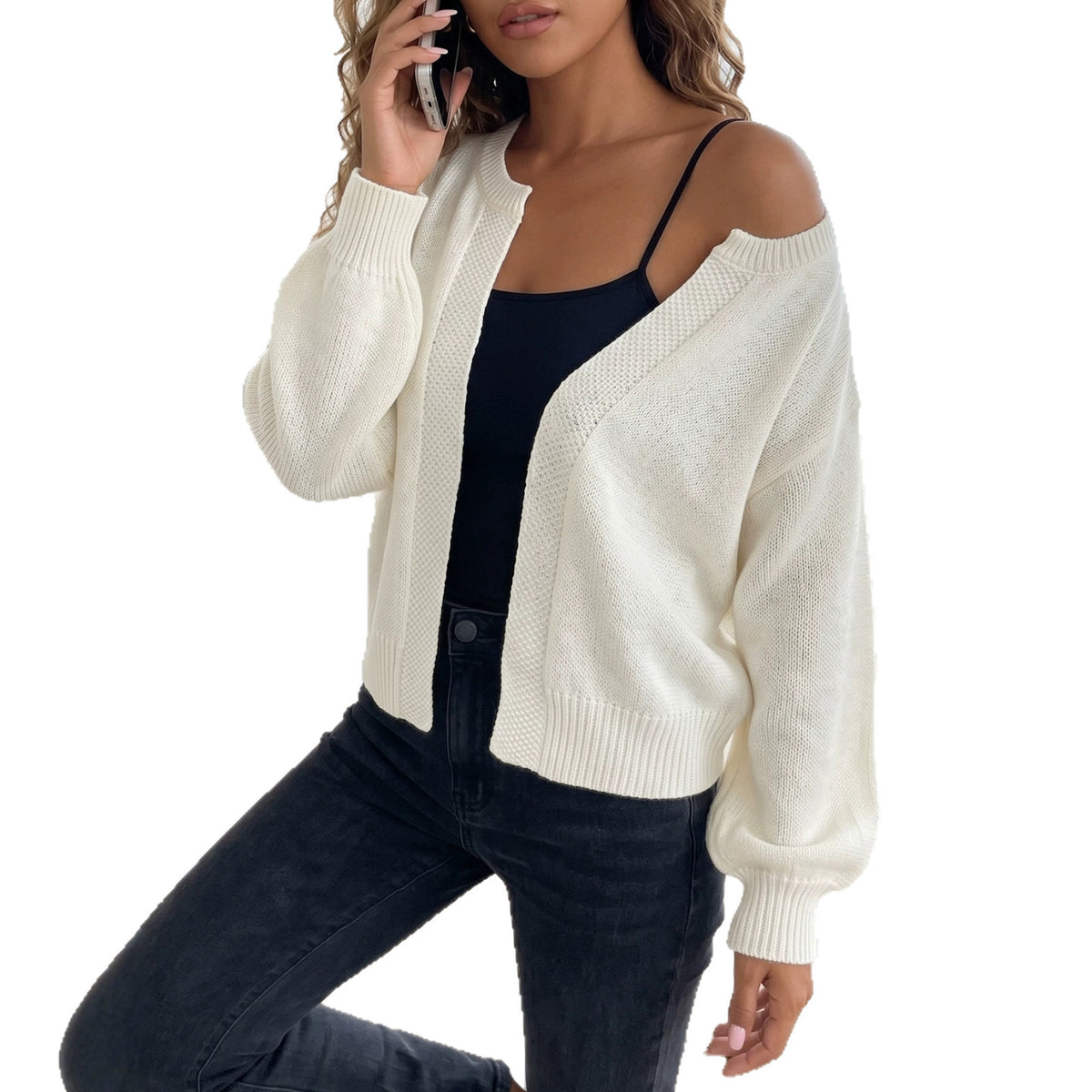 Women's Oversized Open Front Knit Cardigan Sweater