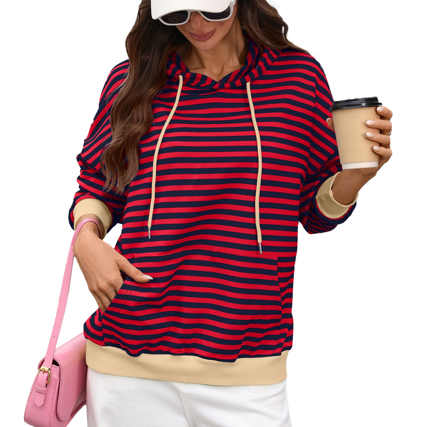 Striped  Hoodie Pullover Casual Oversized Top