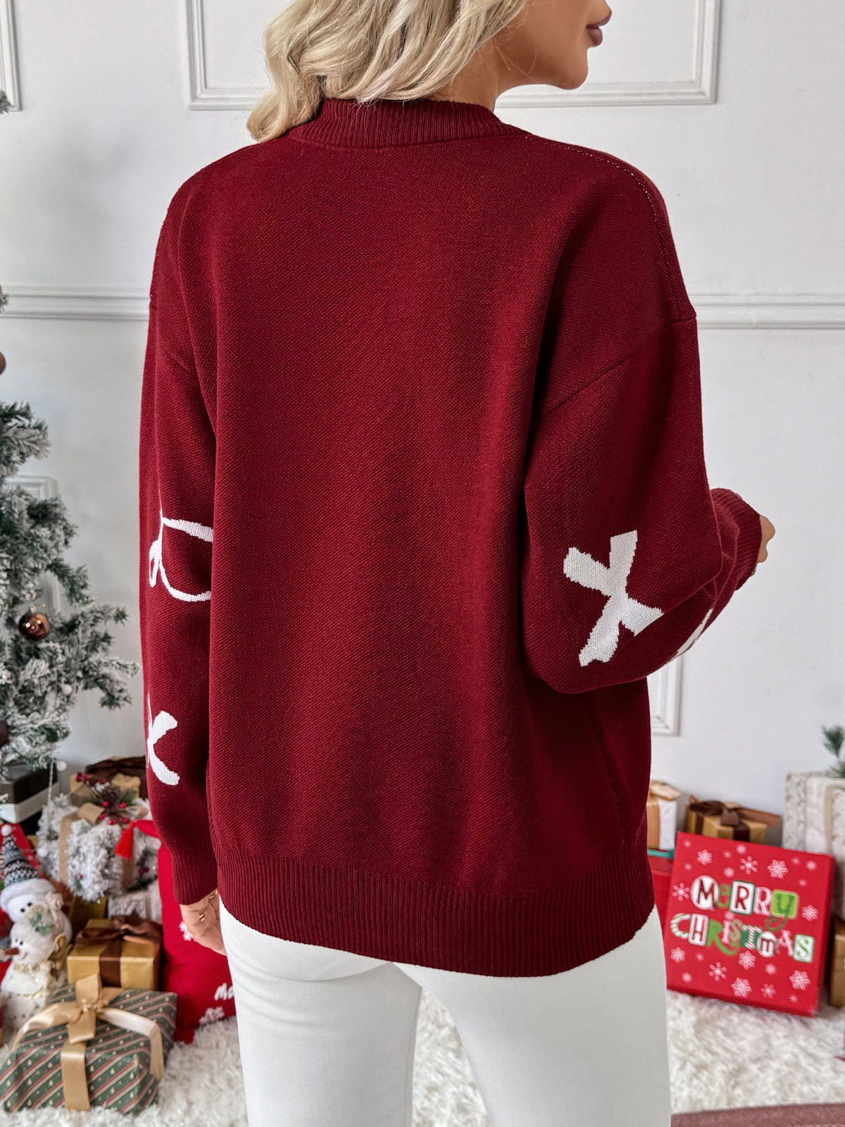 Women's Coquette Bow Christmas Knit Sweater