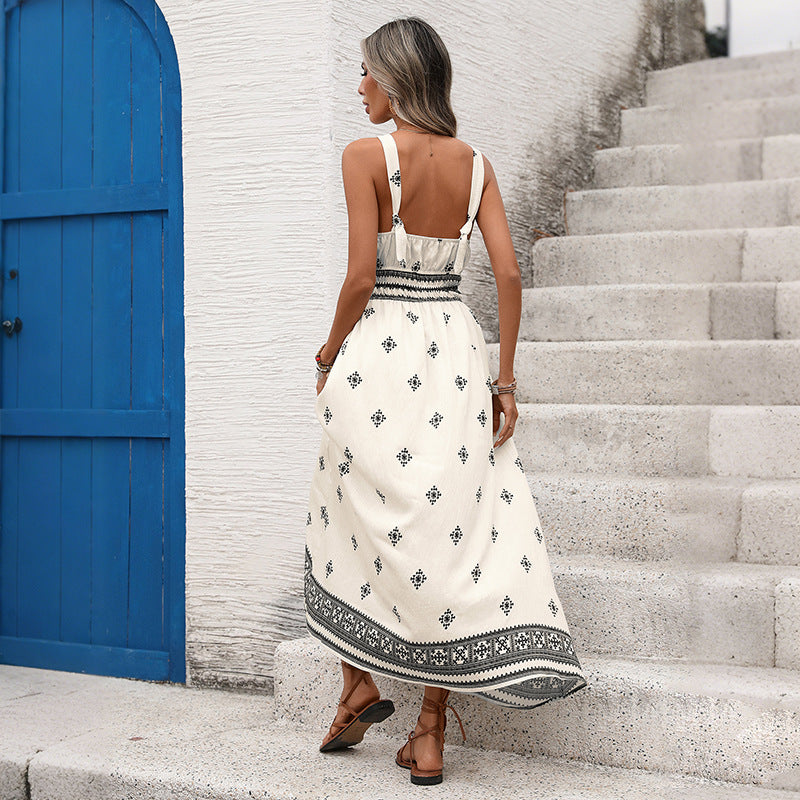 Womens Boho Maxi Dress Spaghetti Strap Vacation Dress
