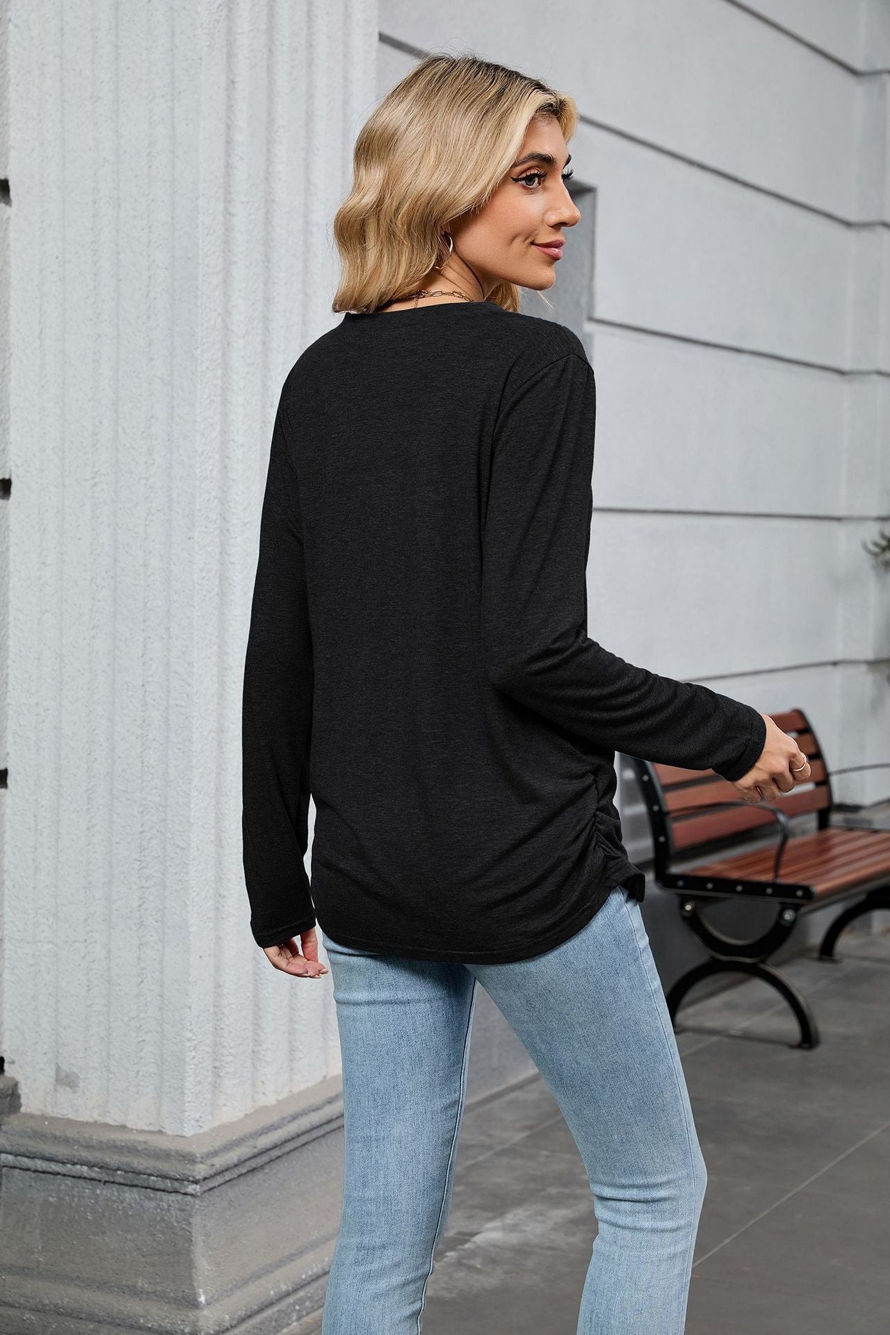 Soft V-Neck Long Sleeve Tunic Tee | Casual Fall Top