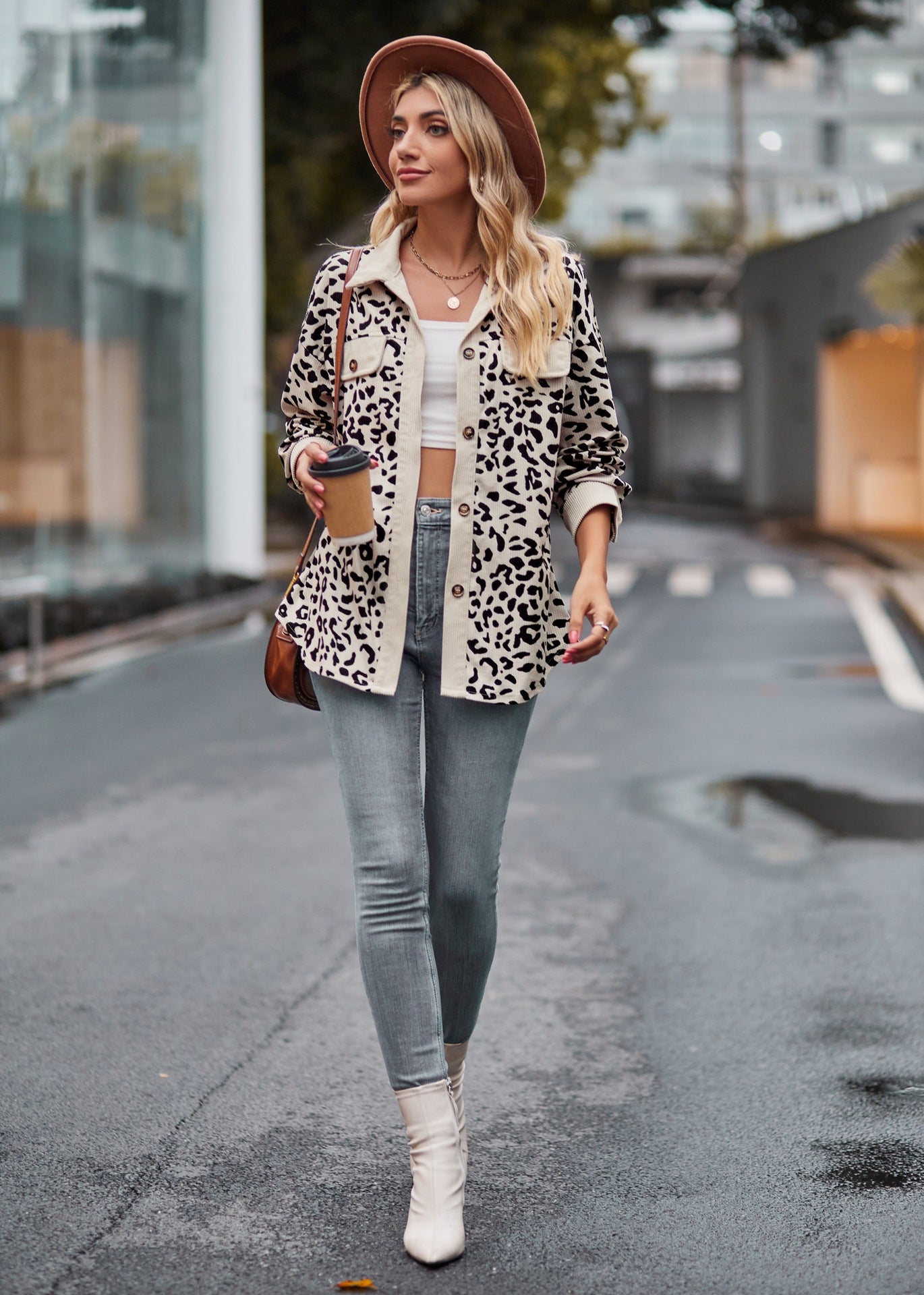 Leopard Print Shacket Button Up Long Sleeve Jacket
