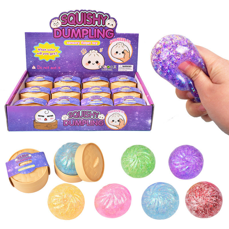 Glitter Squishy Dumpling Stress Ball Sensory Toy