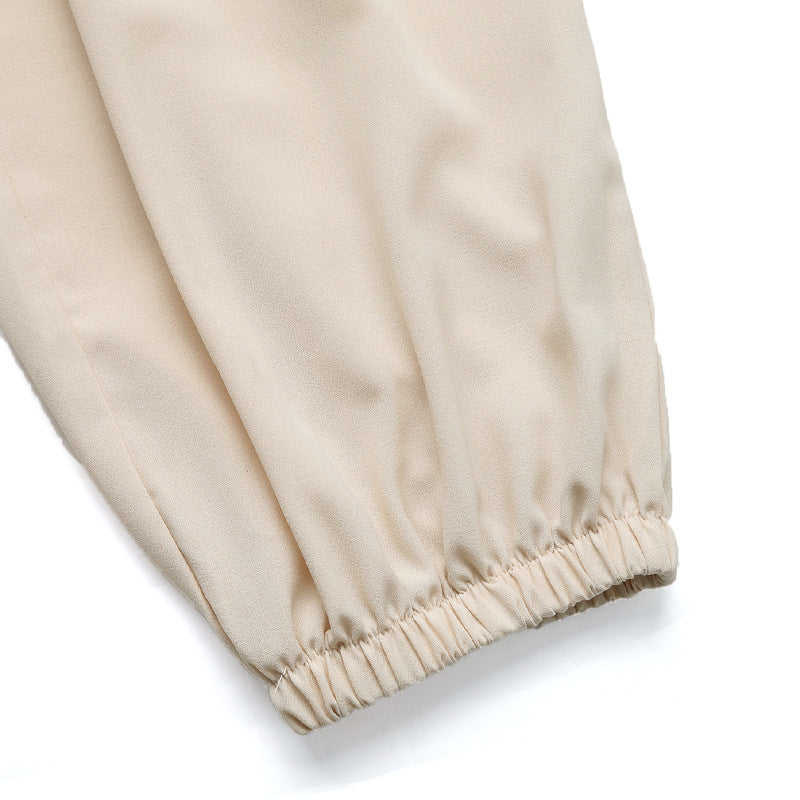 Solid Color Lightweight Cinched Hem Casual Trousers