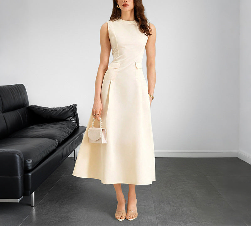 Elegant Sleeveless A Line Maxi Dress Summer Solid Style