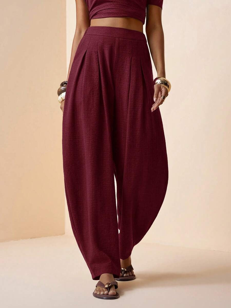 Women's High Waisted Linen Balloon Pants