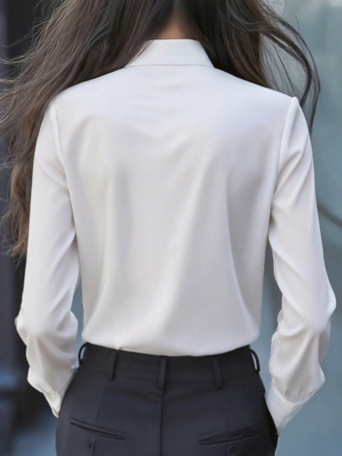Women's Bow Tie Ruffle Blouse Long Sleeve Office Top