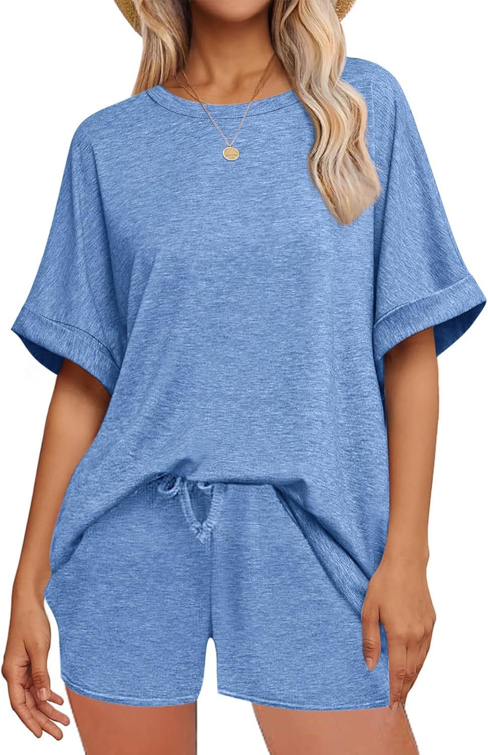 Two Piece Shorts Set Oversized Tee Drawstring Outfit
