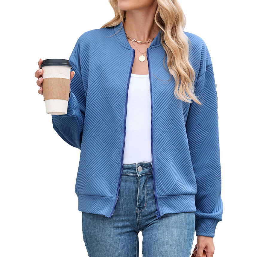Women's Oversized Quilted Zip-Up Bomber Jacket