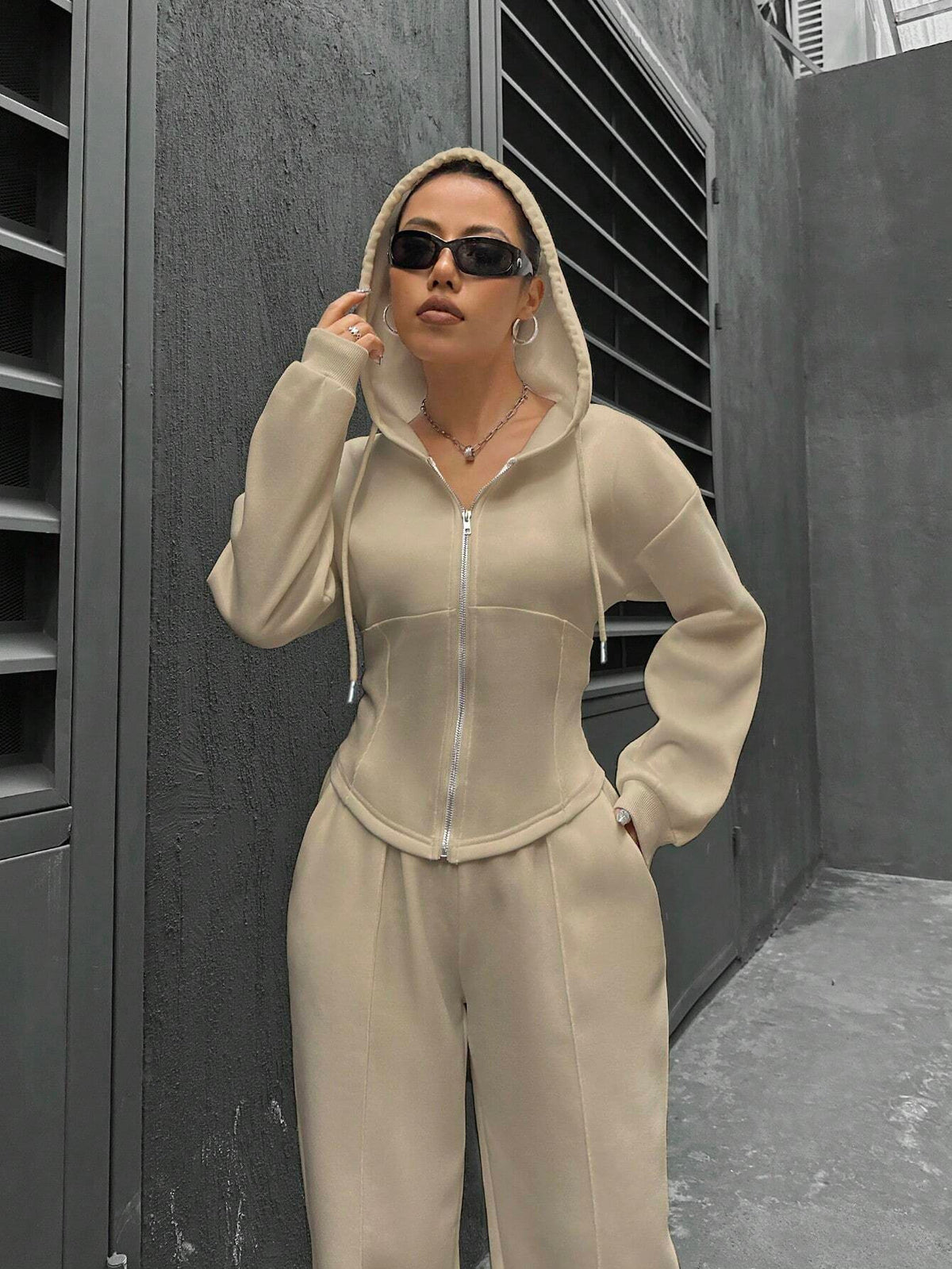 Women's Two Piece Zip Hoodie and Pants Lounge Set