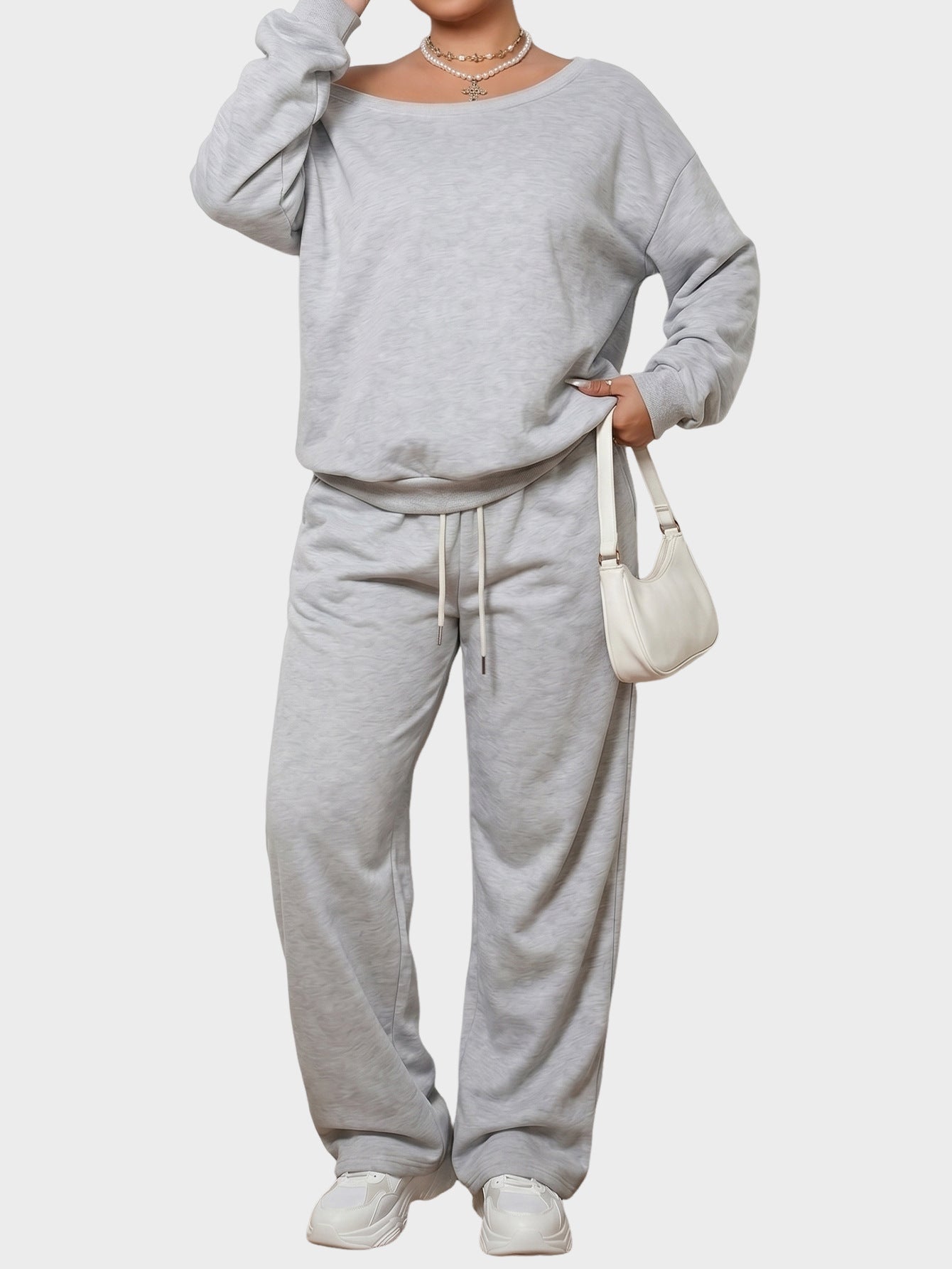 Solid Fleece Two Piece Set Oversized Lounge Casual Outfit