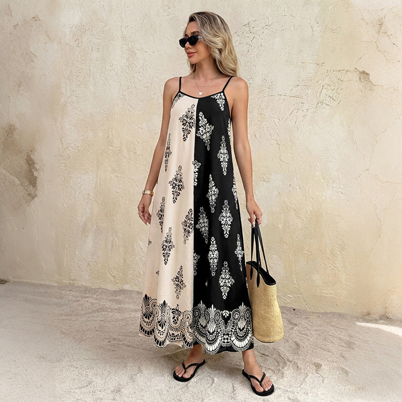 Paisley Boho Maxi Dress Resort Slip Sundress