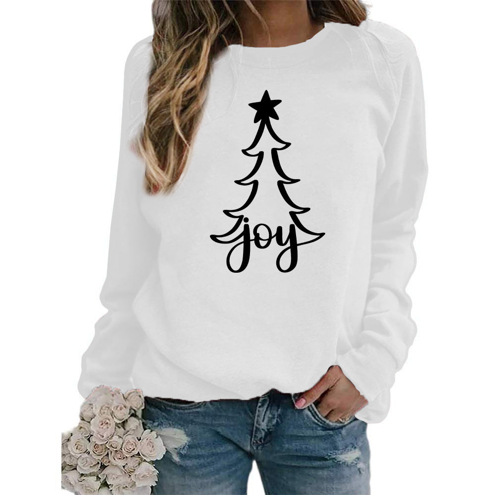 Womens Christmas Joy Tree Graphic Crewneck Sweatshirt